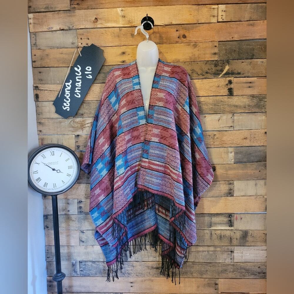 29 Palms Southwestern waterfall Poncho with fringe one size fits all